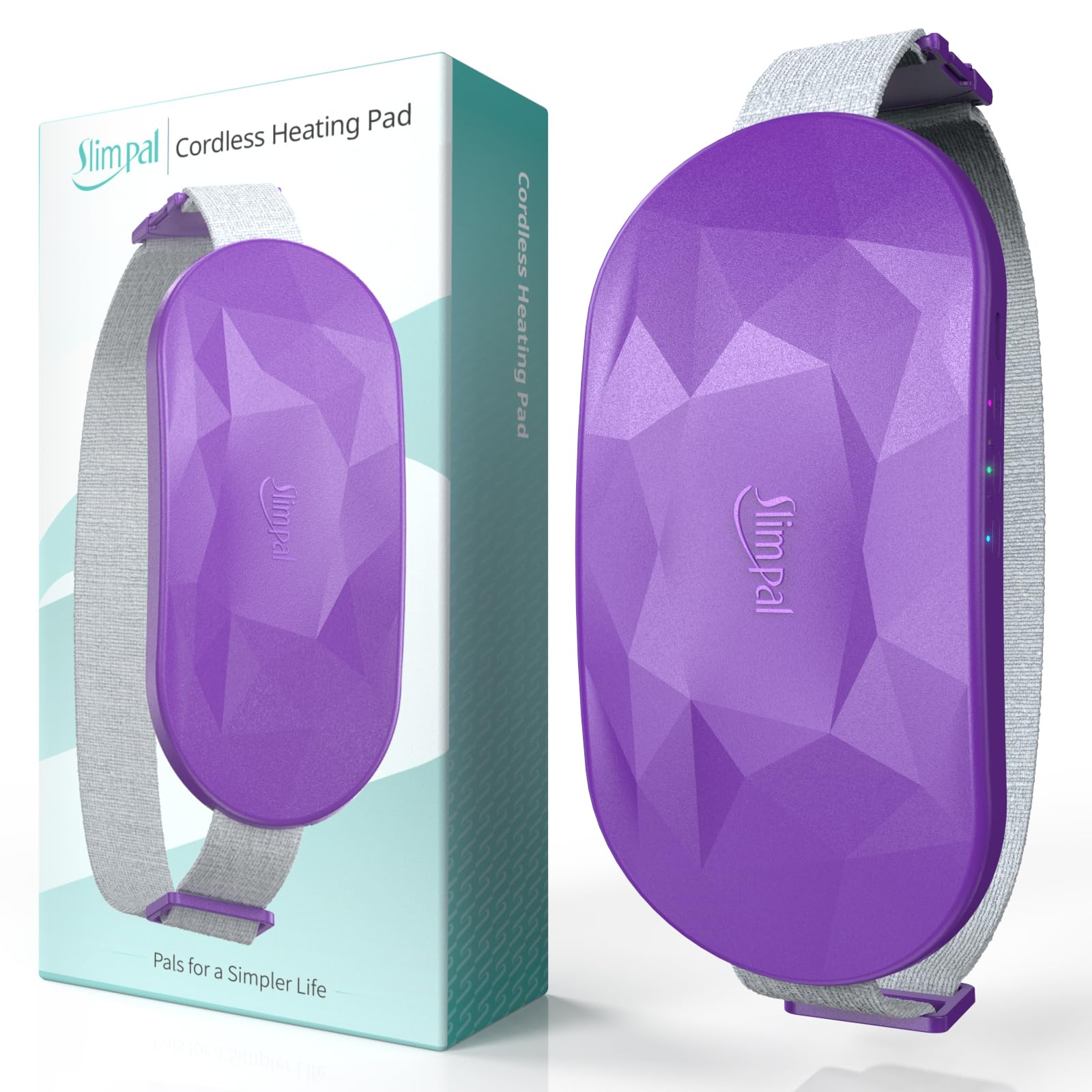 Slimpal Heats Pad for Period Pain Relief, Portable Electric Heating Pad for Back Pain Cramp, Menstrual Rechargeable USB Heated Belt Gifts for Women Girl Wife, Purple