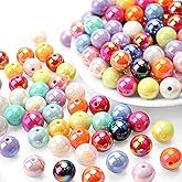 BONNY BOXX 50PCs 16mm AB Color Acrylic Round Beads Assorted Pearl Color Mix Plastic Pastel Loose Spacer Bubblegum Beads for Jewelry Making Phone Strap DIY Crafts