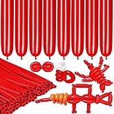 LXZFCRG 260 Balloons Red Long Balloon for Balloon Animals, Thickening Long Skinny Latex Twisting Ballons for Halloween Party Suppies Birthday Wedding (Red)