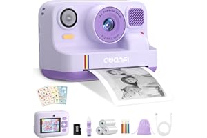 AWANFI Kids Camera Instant Print Toys, 48MP Digital Camera with 1080P Video, 32GB SD Card & 3 Rolls Printing Paper, Fun Insta