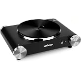 CUSIMAX Electric Hot Plate for Cooking Portable Single Burner 1500W Cast Iron hot plates Heat-up in Seconds Adjustable Temperature Control Stainless Steel Non-Slip Rubber Feet Upgraded Version B101
