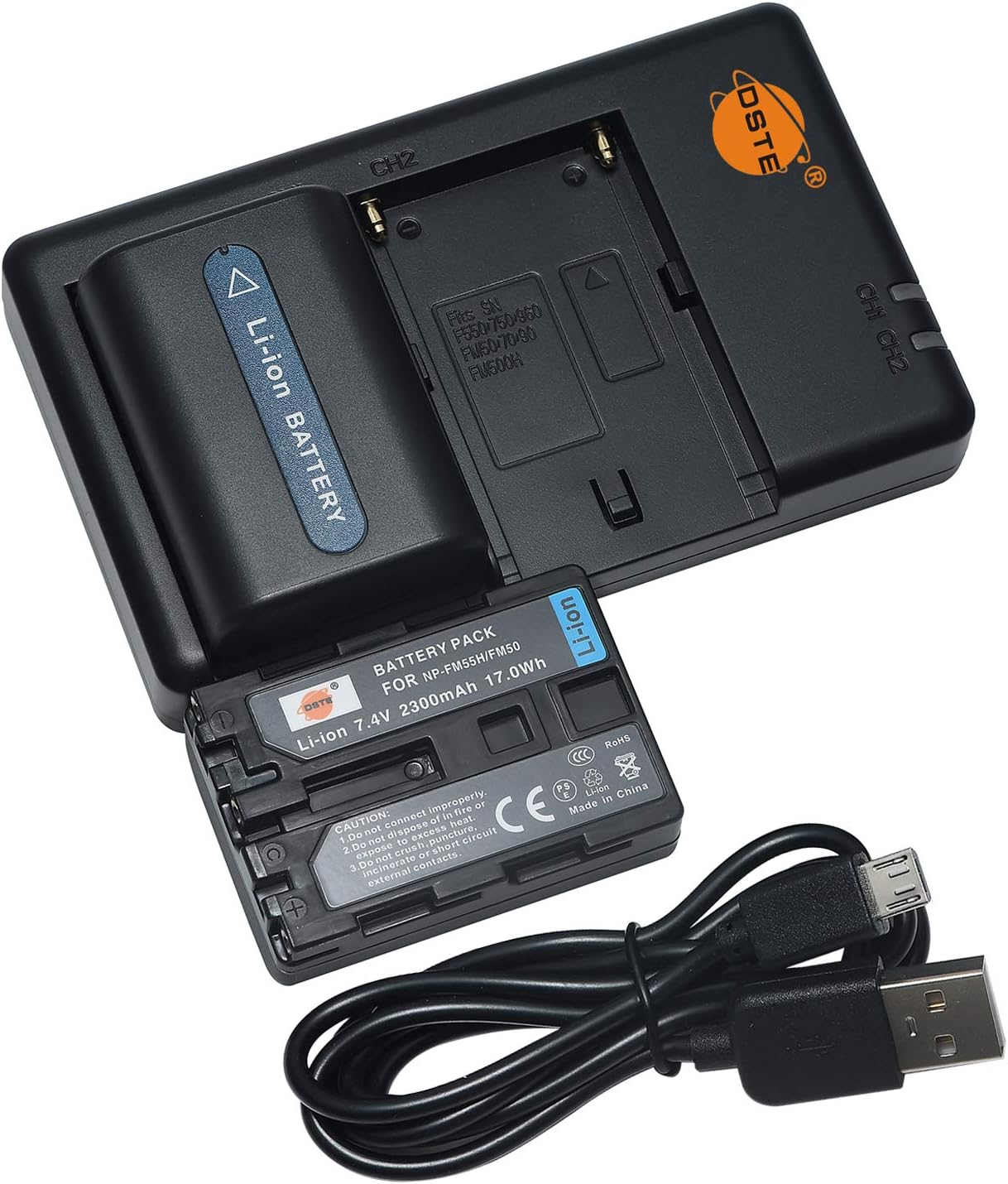 DSTE 2PCS NP-FM55H NP-FM50 (2300mAh/7.4V) Battery Charger Set Compatible for Sony NP-FM30,NP-FM51,NP-QM50,NP-QM51Battery,CCD-TR108,CCD-TR208,CCD-TR408,CCD-TR748,CCD-TRV106,CCD-TRV107,CCD-TRV108 Camera