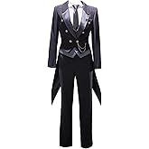 miccostumes Men's Costume Butler Cosplay Outfit Tuxedo Shirt Pants and Vest with Brooch
