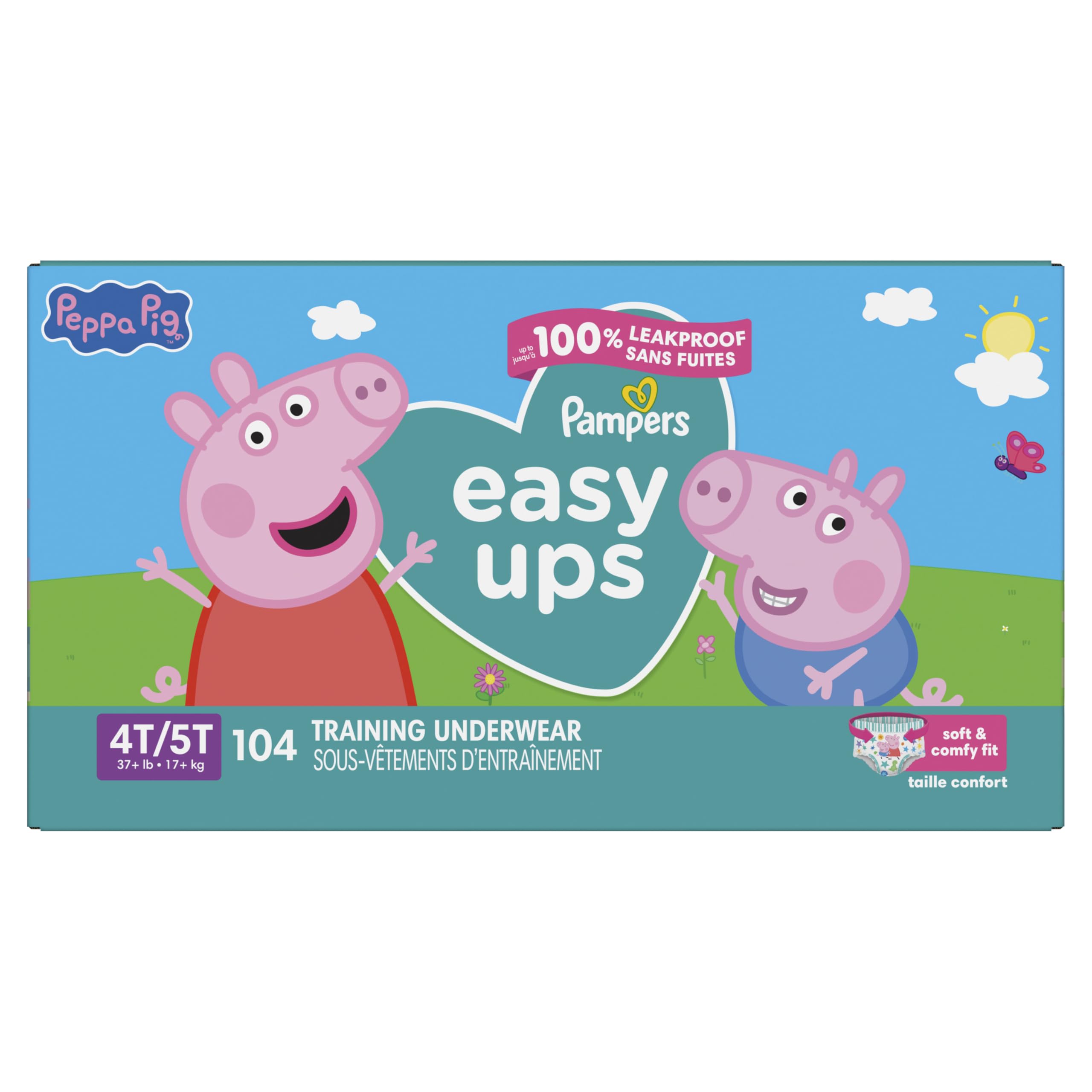Pampers Training Pants - Easy Ups Girls & Boys - Size 4T-5T, 104 Count, Peppa Pig Potty Underwear (Packaging May Vary)