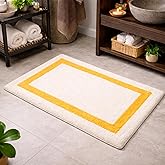 C23 Mustard Yellow/White Bathroom Rug 2200 GSM 20"x32" | Ultra-Soft Plush Deep Pile Thick Luxury Bath Mat | High-Density Bath Rug | Non-Slip Natural Latex Back, Absorbent, Machine Washable, 1 Pack