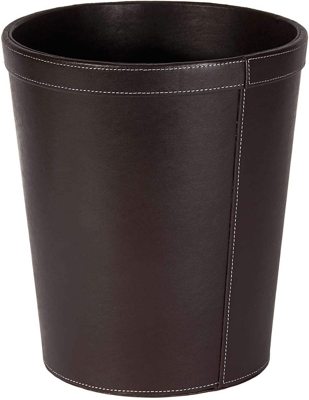 Osco Faux Leather Waste Bin 12 Litre Round Desk Office Bathroom Brown