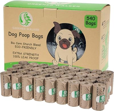 Greener Walker Poo Bags 540 Extra Thick Biodegradable 33x23 cm Brown