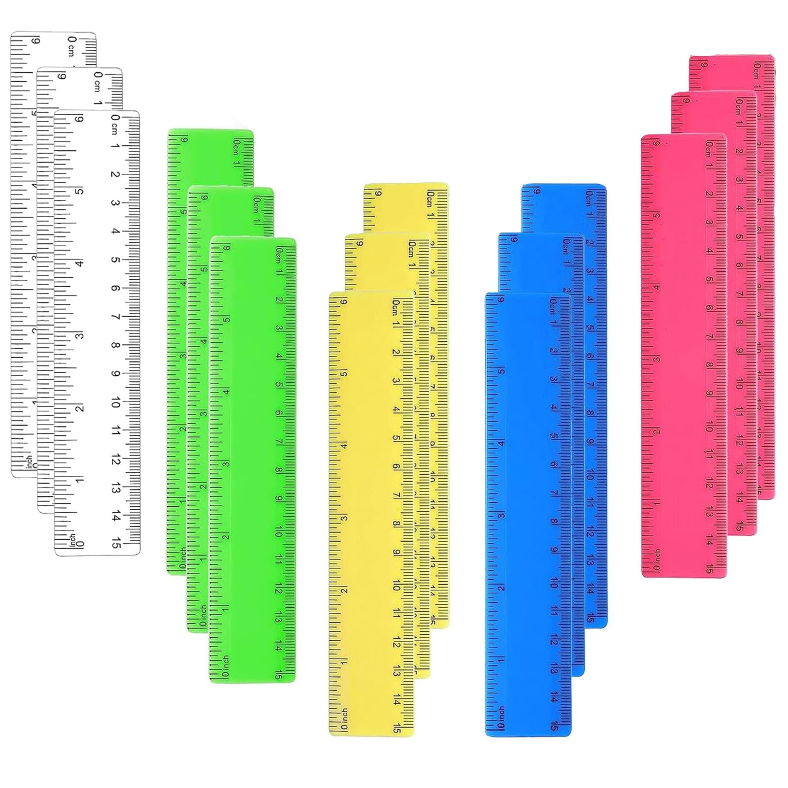 YFHUVB 15cm Ruler, 15 Pcs Multipack, Metal, Classic Style, Great Gift, Accurate Scale Design, Wide Application, Durable Material