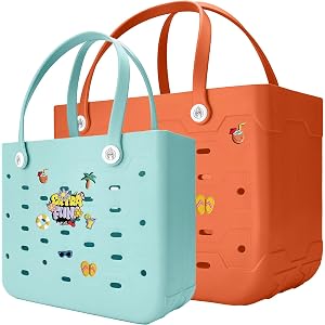 SCERNOY 2-Pack Large Beach Bags XL & M Waterproof Tote, Sandproof, Washable- Essentials: Pool, Boat, Sports, Groceries