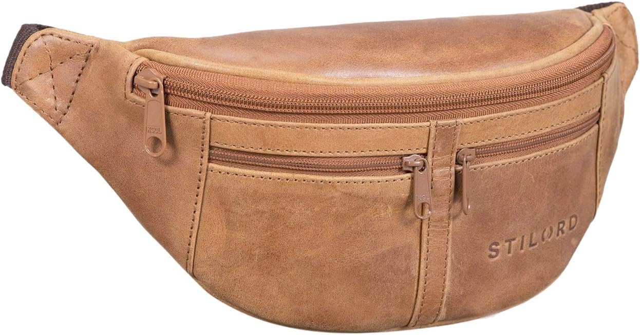 STILORD "Echo" Vintage Bum Bag Leather Pouch Fanny Pack for Men and Women 7 Inch, Genuine Leather, Vintage Design
