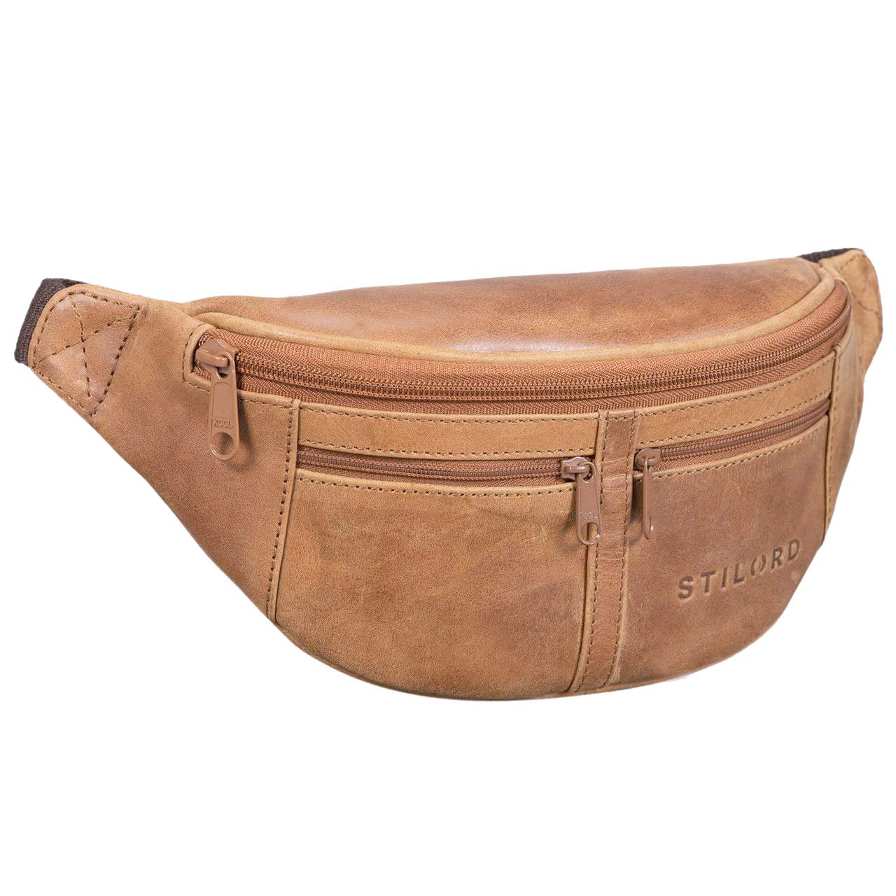 STILORD "Echo" Vintage Bum Bag Leather Pouch Fanny Pack for Men and Women, 7 Inch, Genuine Leather, Vintage Design, Adjustable Strap, Multiple Compartments Colour:taranto - Brown