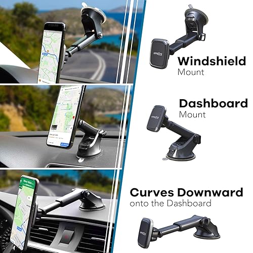 APPS2Car 3-in-1 Car Phone Mount Magnetic Dashboard Windshield Air
