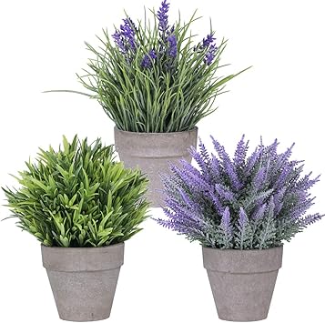 Amazon Com Set Of 3 Artificial Lavender Flower Grass