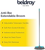 Beldray Anti-bac Extendable Broom 1.2m Telescopic Handle Soft Bristles view 2