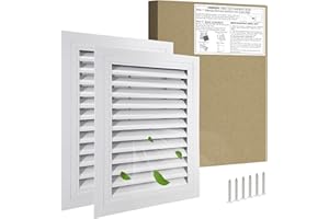 JONRIOX 16"*22" Gable Vent,Aluminum Alloy Wall Vent Shed Vents,with Removable Strainer and 180 Degree Opening Angle.Ideal for Attic,Shed,Garage,Play House,Coop.[Inside Dimensions:13.3"w X 19.6"h]-White 2 Pack