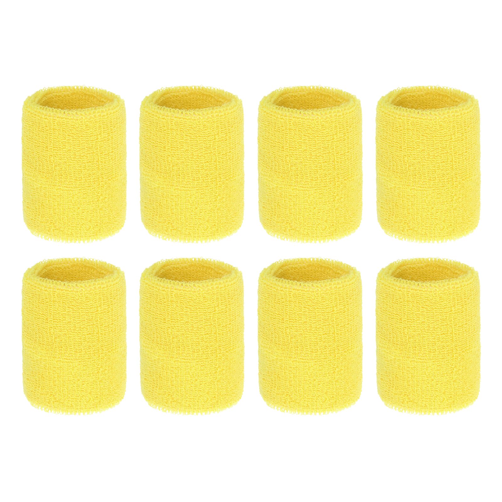 PATIKIL Wrist Sweatbands, 8Pack Sports Wristbands Sweatbands Wrist for Tennis Badminton Basketball Football, Fluorescent Yellow