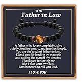 Gifts for Mens Boy Dad Husband Brother Boyfriend Son Uncle Nephew Grandson Grandpa Son in Law Stepdad New Dad, Tiger Eye Beaded Bracelet Gifts for Birthday Fathers Day Graduation Christmas Presents