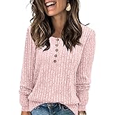 DB MOON Womens Lightweight Sweaters 2026 Long Sleeve Henley Shirt Fall Casual Crewneck Tunic Tops