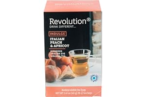 REVOLUTION TEA® Dragon Eye Oolong Tea Bags Organic [THE ORIGINAL] - INDULGE Italian Peach & Apricot Oolong Tea - Premium Dragon Tea Bags - Oolong Black Tea Organic Biodegradable - 20 Bags