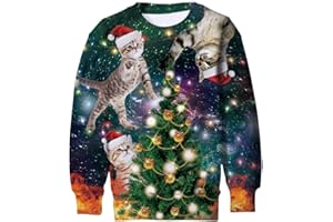 TUPOMAS Kids Ugly Christmas Sweater Boys Girls Xmas Sweatshirt Children Funny Fleece Tshirt 4-16 Years