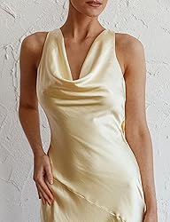 Satin Cowl Neck Sleeveless Backless Maxi Wedding
