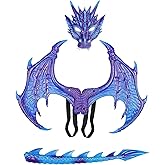 furlinkhm Kids Dinosaur Costume Dress Up Wings Dragon Tail Mask Set Halloween for Children Birthday Party Favors Gifts