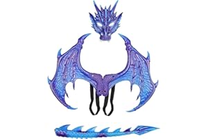 FURLINKHM Kids Dinosaur Costume Dress Up Wings Dragon Tail Mask Set Halloween for Children Birthday Party Favors Gifts