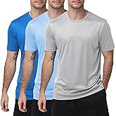 3 Pack Mens Swim Shirt Rash Guard Workout Shirts UPF 50+ Short Sleeve Fast Dry Sun Protection Lightweight Water Shirt