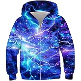 TUONROAD 6-14T Boys Girls Zip Up Hoodies Sweatshirts 3D Printed Cool Pullover with Pockets
