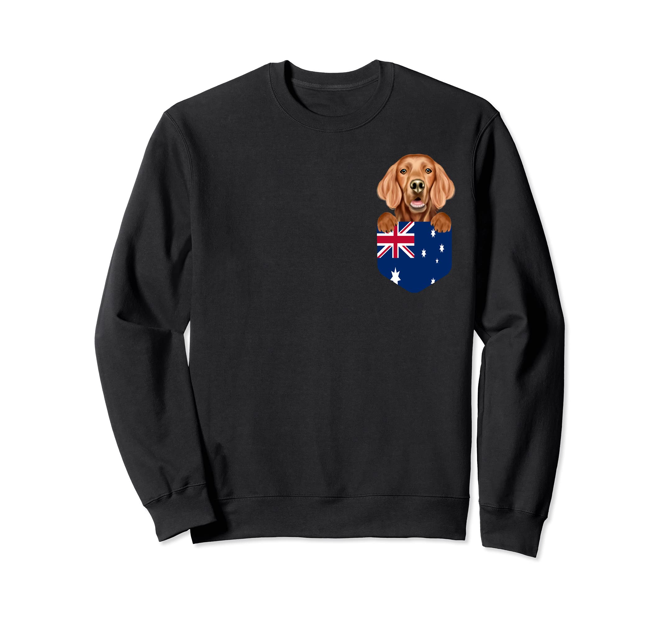 Australia Flag Irish Setter Dog In Pocket Sweatshirt