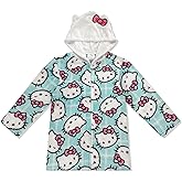 Hello Kitty Fleece Girls Robe - Super Soft Plush Hooded Bathrobe for Kids with Zipper, Sleepwear Pajamas - Official Product