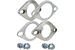 SHINTONES 2.25 Inch 2 Bolt Exhaust Flange and Gasket,Stainless Steel Exhaust Flange Connection Set with Flange Bolts and Nuts(57mm)