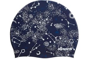 Sporti Silicone Swim Cap Graphic Design with Dimension Height 7.6" Opening 7.5", Swimming Cap Non Slip, Easy Wear and Removal