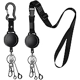 2 Pack Heavy Duty Retractable ID Badge Holder Key Reel with Adjustable Breakaway Lanyard, Carabiner, Key Ring, Pen Holders, Lobster Clip, ID Badge Strap and 32” Retractable Cord, Hold Up to 15 Keys