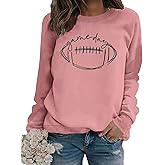 Sunidol Womens Game Day Sweatshirt Crewneck Long Sleeve Funny Football Graphic Shirt Pullover Tops