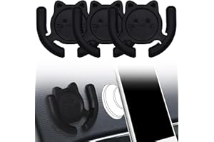 HOMEFOX Multi-Surface Holder Car Mount 3 Pack Compatible for Popsocket Grip Holder for Pop Socket Mount Device Support Accessory Home Office Desk Wall Mount Cute Cat Strong Adhesive Sticky Pad (Black)