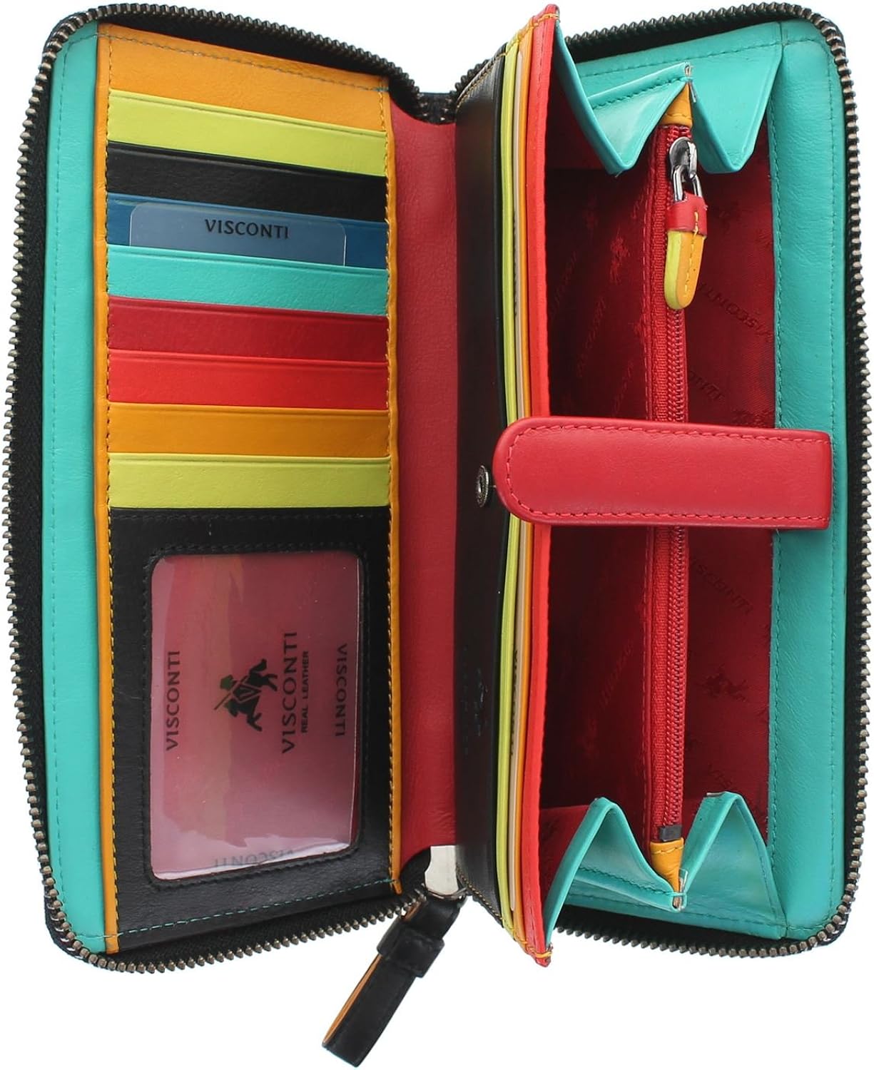 VISCONTI Santorini Collection CORFU Leather Purse with RFID Protection STR5, Black Multi - Image 5