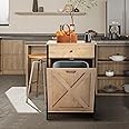 UEV Oak Color Style Tilt Out Trash Cabinet with Solid Hideaway Drawer, Rustic Wooden Kitchen Recycling Cabinet Trash Can Holder