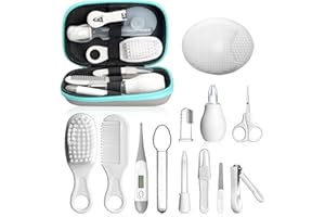 UHFI Baby Healthcare and Grooming Kit, Portable Baby Safety Care Set, Baby Essentials kit for Newborn(Grey White 13 in 1)