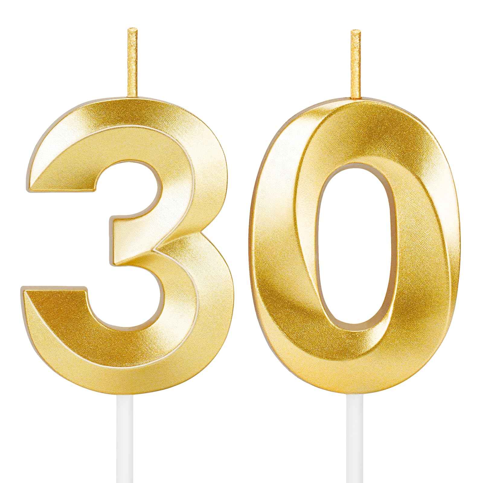 Photo 1 of 30th Birthday Candles for Cake,Gold Number Candles for Happy Birthday Cake Toppers,Birthday Decorations for Her Him Party Anniversary Wedding