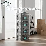Optimal Products 32L Collapsible Plastic Storage Crates Boxes Stackable Basket view 5