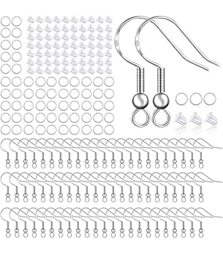 1 Pair Trombone Ear Hooks - Antique Silver Tone Earring Findings For Jewelry Making