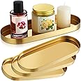 Amazon.com: FillTouch 4 Pcs Gold Metal Decorative Tray Bathroom Towel ...