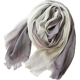 ANIDL Cotton Linen Fashion Scarf,Gradient Two-tone Four Season Scarf Shawl Beach Gauze,Long Lightweight Travel scarf 75"×35"