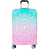 Lattlefnki Luggage Covers for Suitcase Elastic Suitcase Covers Luggage Protector Anti-scratch Fits 18-20 Inch Pink Blue Mandala