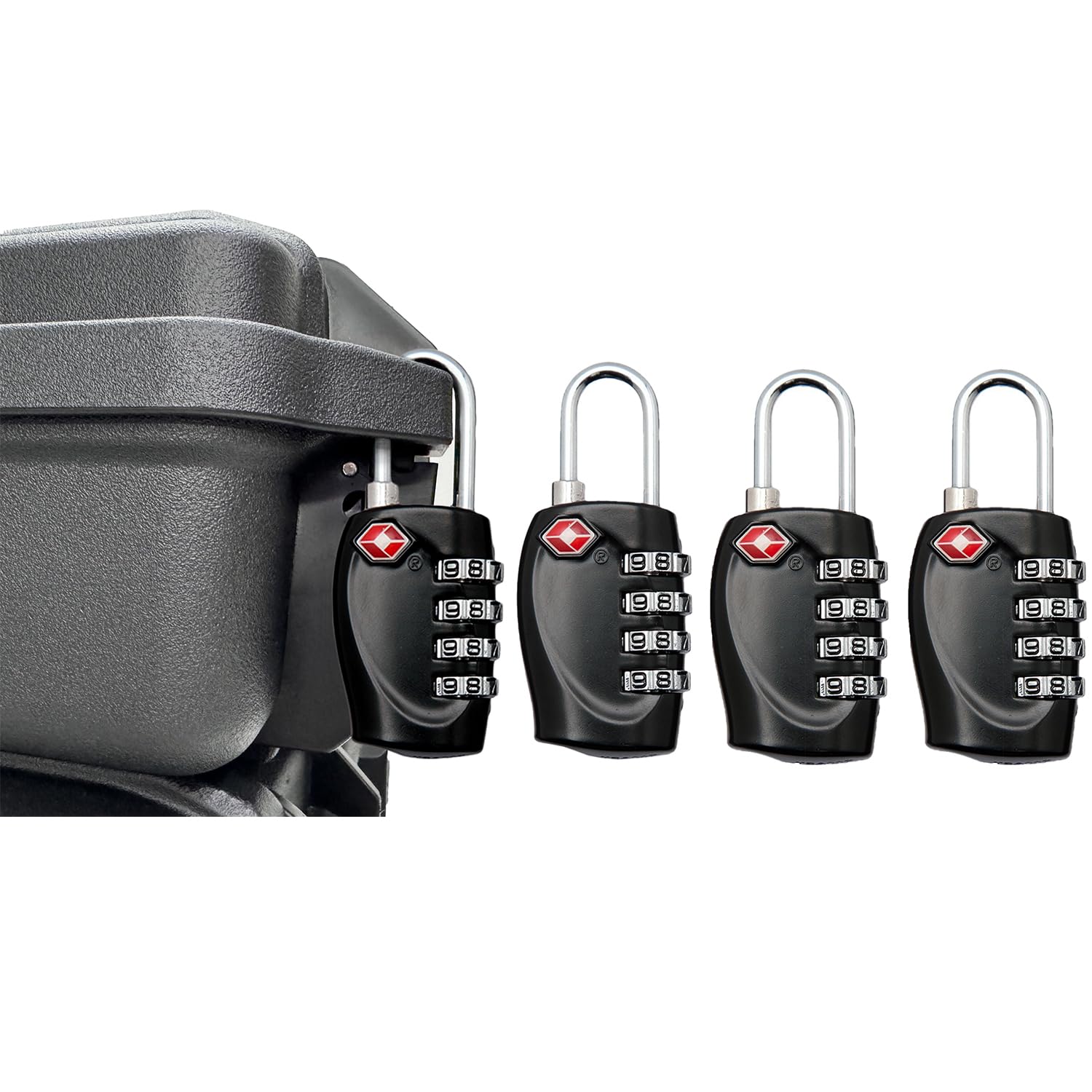 Photo 1 of 4 Pack TSA Approved Gun Case Locks for Pistol Case, 4 Digits Travel Locks Small Tool Box Combo Lock Combination Padlocks for Gun Cases/Luggage/Firearm Air Travel Cases, Small Dial Zipper Pad Lock