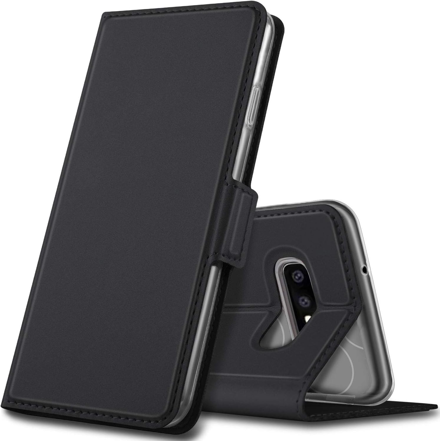 GEEMAI for Samsung Galaxy S10 Plus Case, Flip Case Side suction Kickstand Feature Card Slots Case for Samsung Galaxy S10 Plus Smartphone.Black