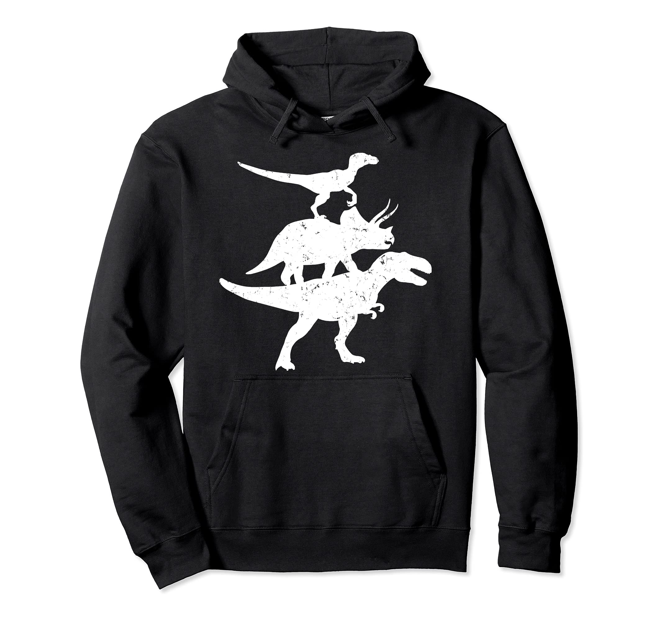 Dinosaurs Velociraptor T-Rex Triceratops Design Pullover Hoodie