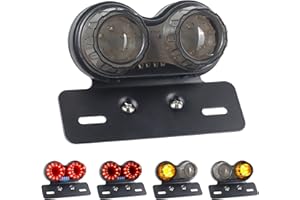 NTHREEAUTO LED Motorcycle Tail Light Integrated Brake Turn Signals License Plate Lights Universal Rear Taillight Compatible with Honda Kawasaki Yamaha Suzuki Bobber Cruiser Chopper Cafe Racer