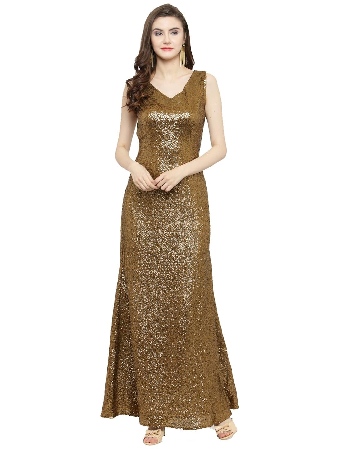 just wow copper/brown long dress for women's_(jw842)